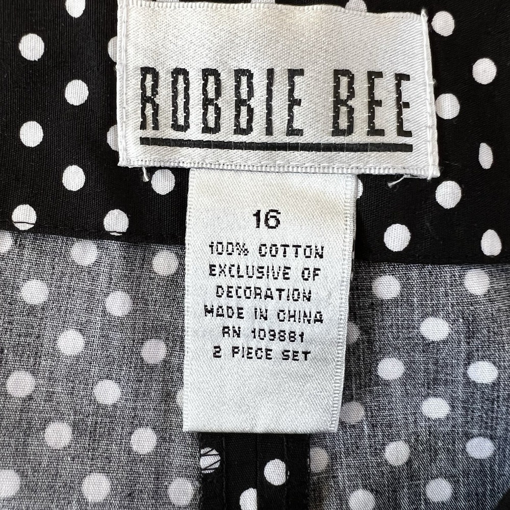 Robbie Bee Black White Polka Dot Cotton A-Line Skirt Size 16 Flare Knee Length - Picture 3 of 3